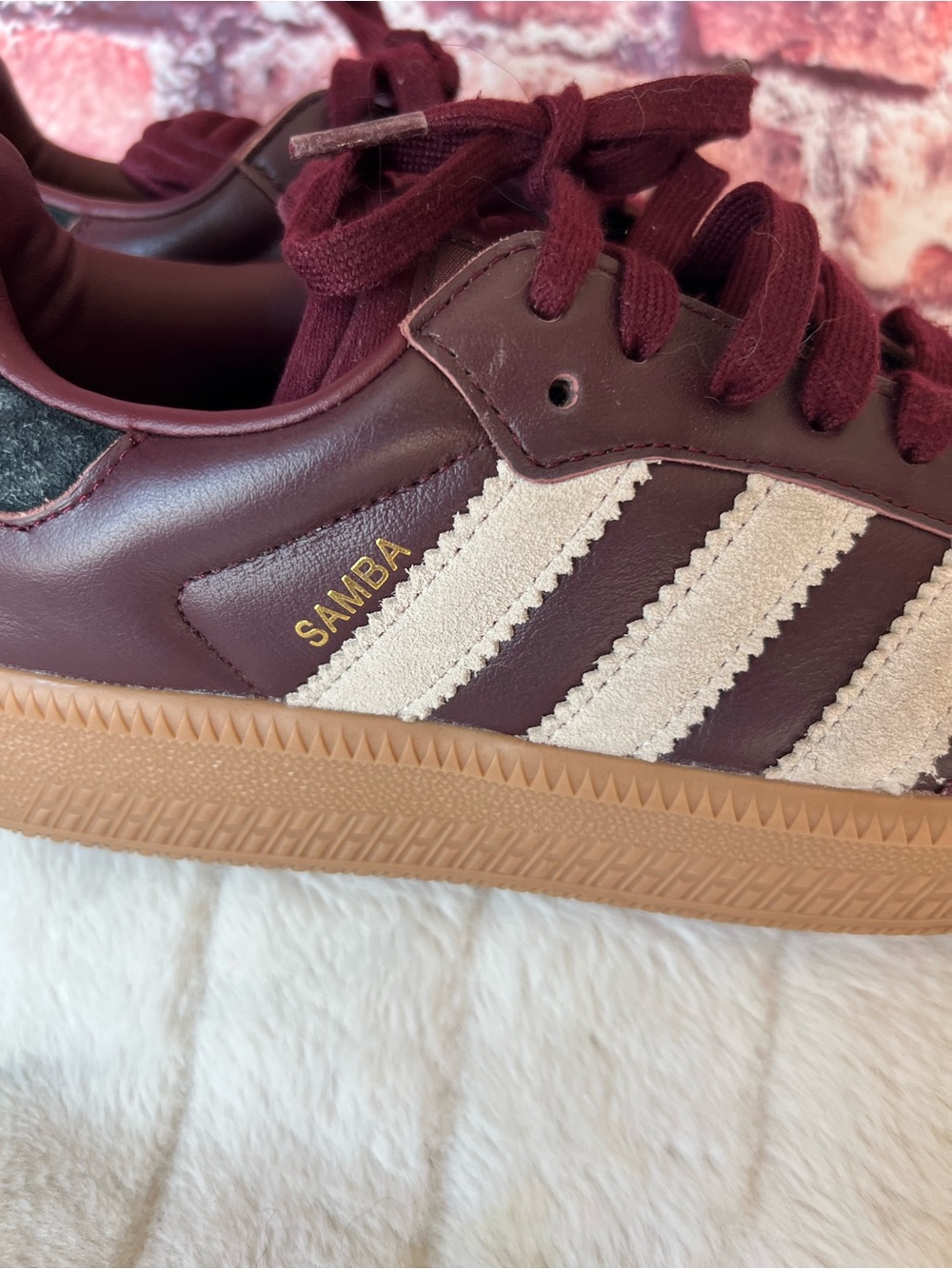 adidas Samba XLG Maroon Wonder Beige Gum Platform Sneakers Men 8 / Women 9 - Picture 6 of 10
